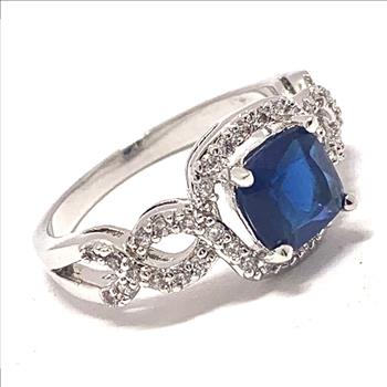 2.50ctw Sapphire & Diamonique Diamond Ring