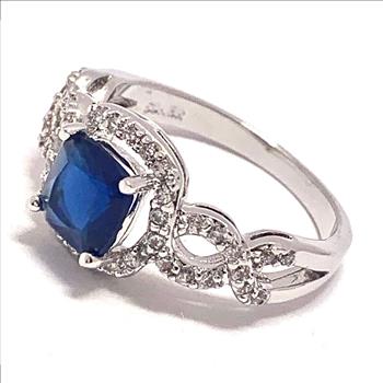 2.50ctw Sapphire & Diamonique Diamond Ring