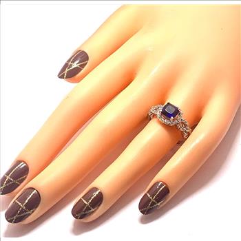2.50ctw Sapphire & Diamonique Diamond Ring