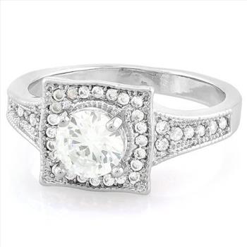 2.55CTW  White Sapphire Halo Ring 14K Gold Overlay Size 7– 3.65g