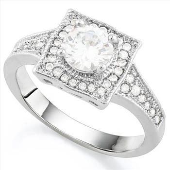2.55CTW  White Sapphire Halo Ring 14K Gold Overlay Size 7– 3.65g