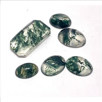 2.60ctw Natural Moss Agate Gemstone 6pc Lot