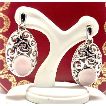 $265 Colore SG Lorenzo .925 Sterling Silver 5.38ctw Genuine Pink Quartz Earrings