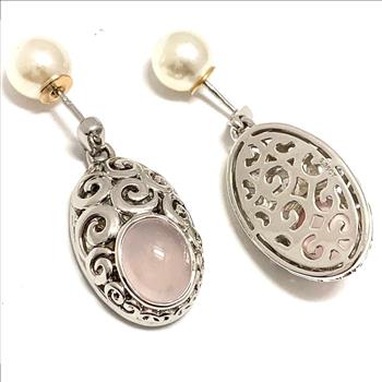 $265 Colore SG Lorenzo .925 Sterling Silver 5.38ctw Genuine Pink Quartz Earrings
