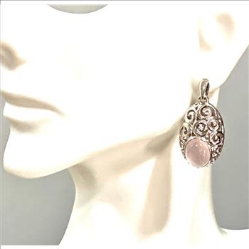 $265 Colore SG Lorenzo .925 Sterling Silver 5.38ctw Genuine Pink Quartz Earrings