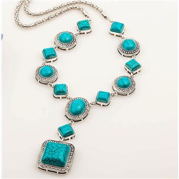 274.00ctw Turquoise & 18k Gold Overlay Large Necklace
