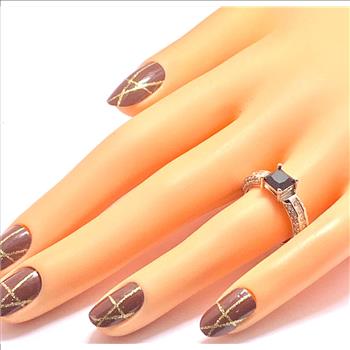 2.75ctw Black Spinel & Diamonique Diamond Ring