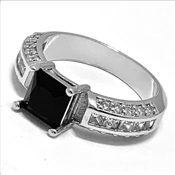 2.75ctw Black Spinel & Diamonique Diamond Ring