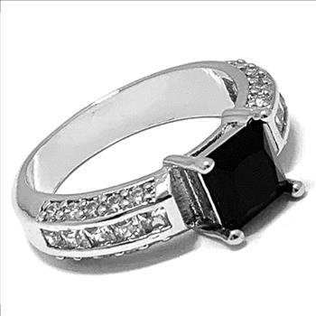 2.75ctw Black Spinel & Diamonique Diamond Ring