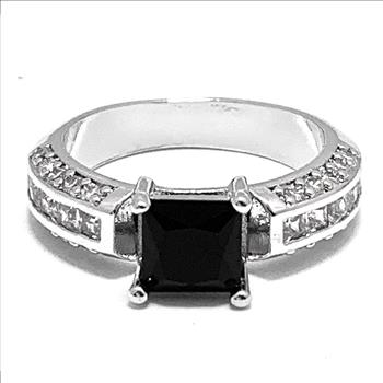 2.75ctw Black Spinel & Diamonique Diamond Ring