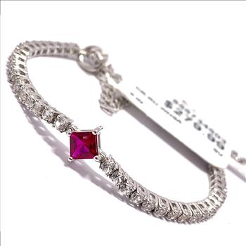 $279 Ruby & Diamonique Diamond .925 Sterling Silver Tennis Bracele