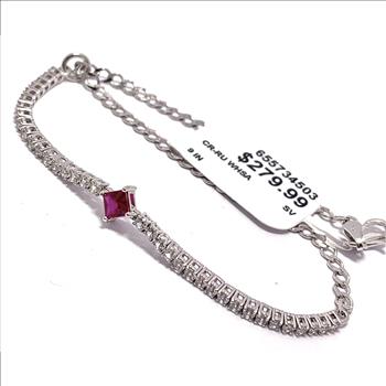 $279 Ruby & Diamonique Diamond .925 Sterling Silver Tennis Bracele