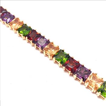 $299 Retail 42.00ctw Multicolor Stones 7” Fancy Tennis Bracelet
