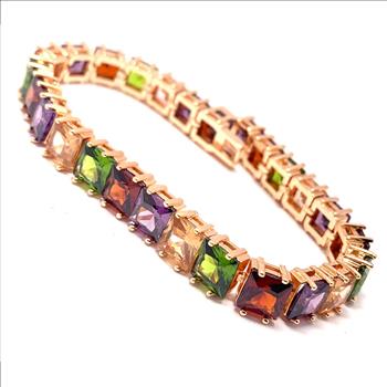 $299 Retail 42.00ctw Multicolor Stones 7” Fancy Tennis Bracelet