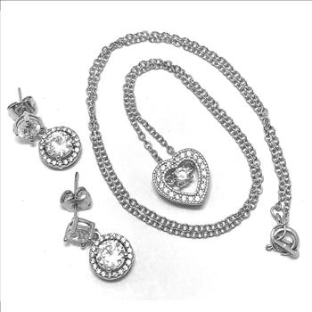 2pc Jewelry Lot- 2.50ctw Diamonique Diamond Necklace & Earrings