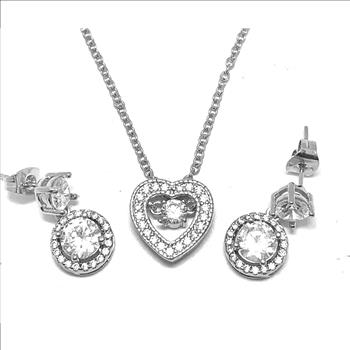 2pc Jewelry Lot- 2.50ctw Diamonique Diamond Necklace & Earrings