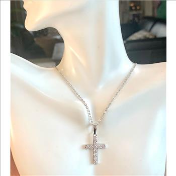2pc Jewelry Lot-Tennis Bracelet & Cross Necklace