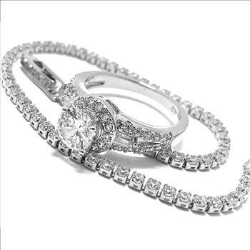 2pc Jewelry Lot-Tennis Bracelet & Inside Out Diamonique Diamond Hoop Earrings