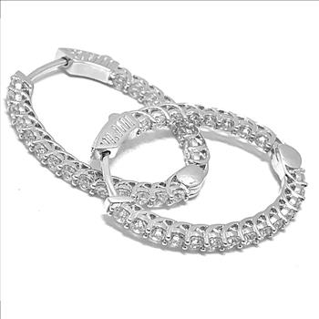 2pc Jewelry Lot-Tennis Bracelet & Inside Out Diamonique Diamond Hoop Earrings