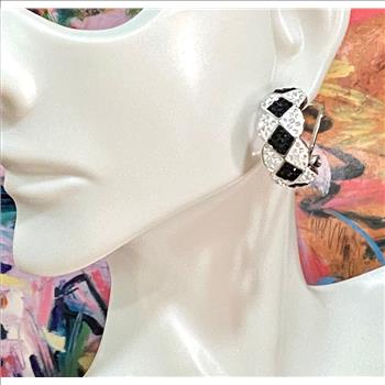 3.00 ctw Black & White Diamonique Diamonds Earrings