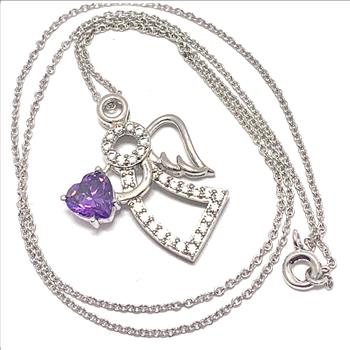 3.00ctw Amethyst & Diamonique Diamond Necklace 18k White Gold Ovr