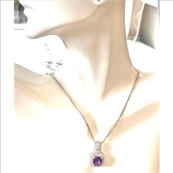 3.00ctw Amethyst & Diamonique Diamond Traditional Design Necklace