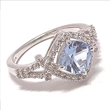 3.00ctw Blue Topaz & Diamonique Diamond Ring