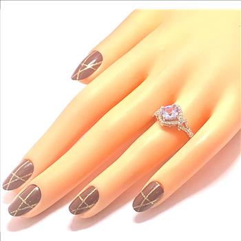 3.00ctw Blue Topaz & Diamonique Diamond Ring