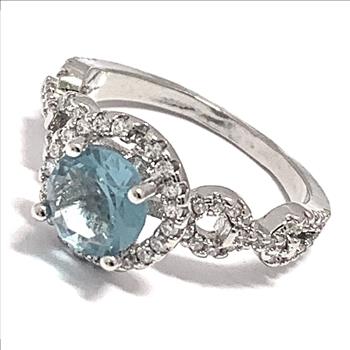 3.00ctw Blue Topaz & Diamonique Diamond Ring Size 7