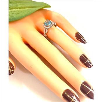 3.00ctw Blue Topaz & Diamonique Diamond Ring Size 7