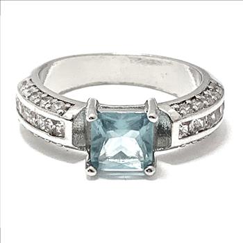 3.00ctw Diamonique Diamond & Blue Topaz Ring