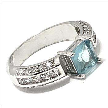 3.00ctw Diamonique Diamond & Blue Topaz Ring