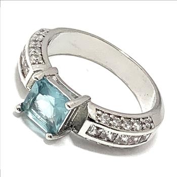 3.00ctw Diamonique Diamond & Blue Topaz Ring