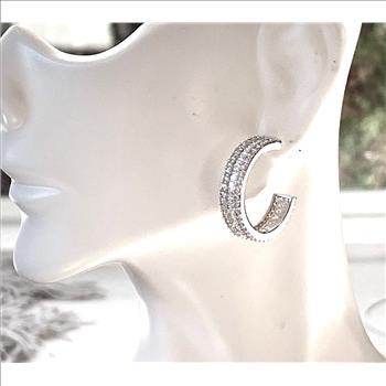 3.00ctw Diamonique Diamond Hoop Earrings
