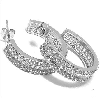 3.00ctw Diamonique Diamond Hoop Earrings
