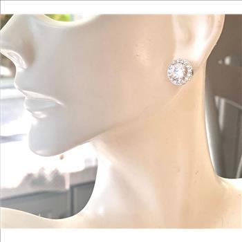 3.00ctw Diamonique Diamond Stud Earrings 18k White Gold Ovr