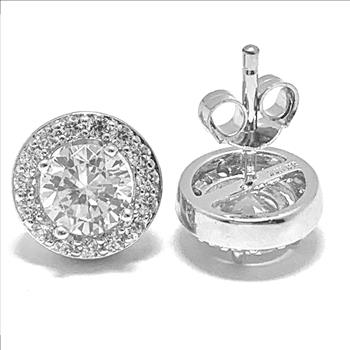 3.00ctw Diamonique Diamond Stud Earrings 18k White Gold Ovr