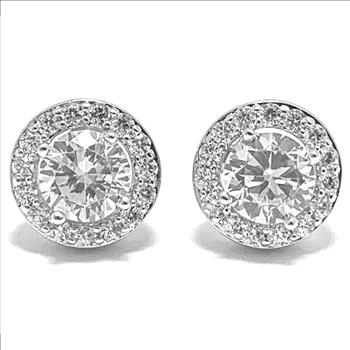 3.00ctw Diamonique Diamond Stud Earrings 18k White Gold Ovr