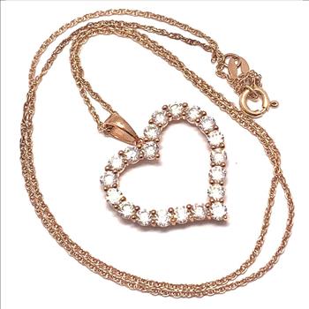 3.00ctw   Diamonique Diamond Traditional Design Heart Necklace