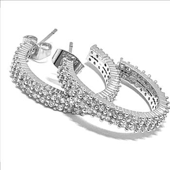 3.00ctw Diamonique Diamond Traditional Design Hoop Earrings