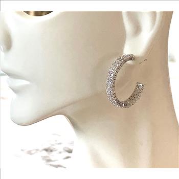 3.00ctw Diamonique Diamond Traditional Design Hoop Earrings