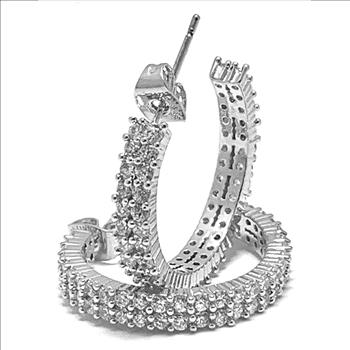3.00ctw Diamonique Diamond Traditional Design Hoop Earrings