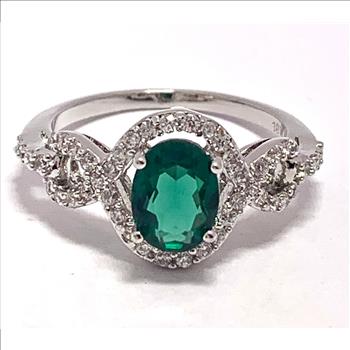3.00ctw Emerald & Diamonique Diamond Ring