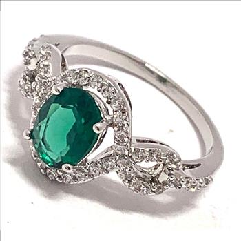 3.00ctw Emerald & Diamonique Diamond Ring