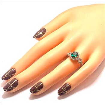 3.00ctw Emerald & Diamonique Diamond Ring