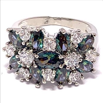 3.00ctw Mistic Topaz & Diamonique Diamond Ring
