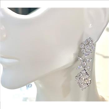 3.00ctw Moissanite Dangle Earrings in 18k WG & .925 Sterling Silver