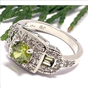 3.00ctw Peridot & Diamonique Diamond Ring