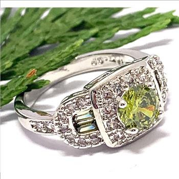 3.00ctw Peridot & Diamonique Diamond Ring