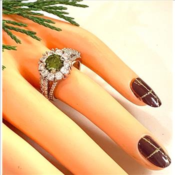 3.00ctw Peridot & Diamonique Diamond Ring Size 8